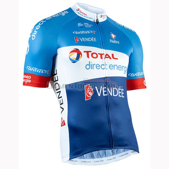 Abbigliamento Ciclismo Direct Energie Manica Corta 2019 Blu Bianco